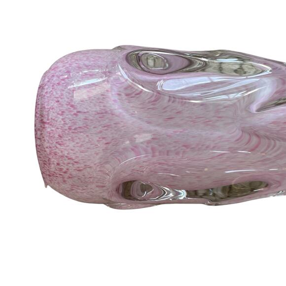 Hand Blown Solid Art Glass CHRISTMAS TREE 11in Pastel Pink & White Swirl New - Picture 5 of 11